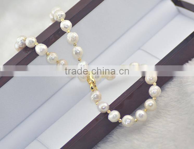 11-12mm white Eaison Pearl with 14K Gold clasp necklace