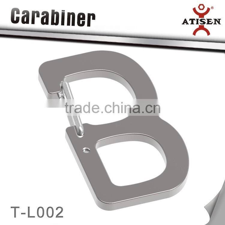 Alphabet Style Carabiner 3Cr13 Stainless Steel Spring Clip Hook Outdoor Survival Tool