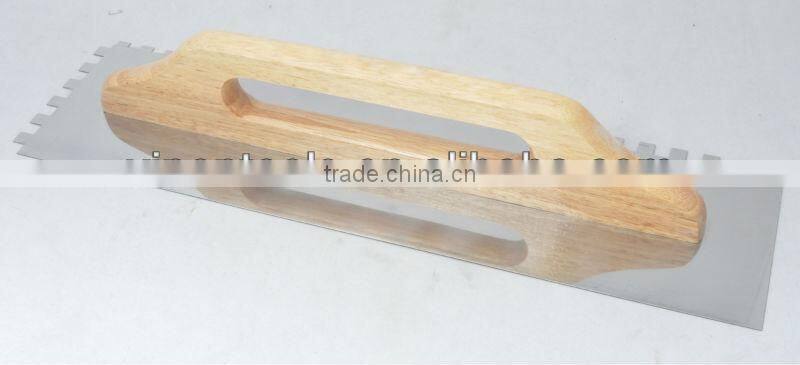 Professional Stainless Steel Notched Trowel with Jumbo wood handle, Plastering trowel, Grout Trowel