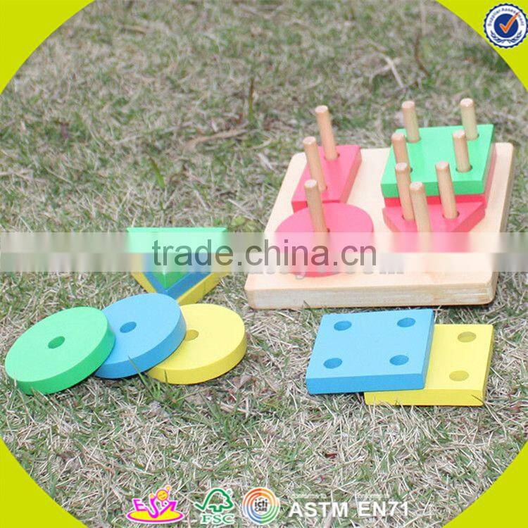 Wholesale funny kids wooden shape sorter blocks stacking toy hot sale toddler wooden blocks toy toy W13D107