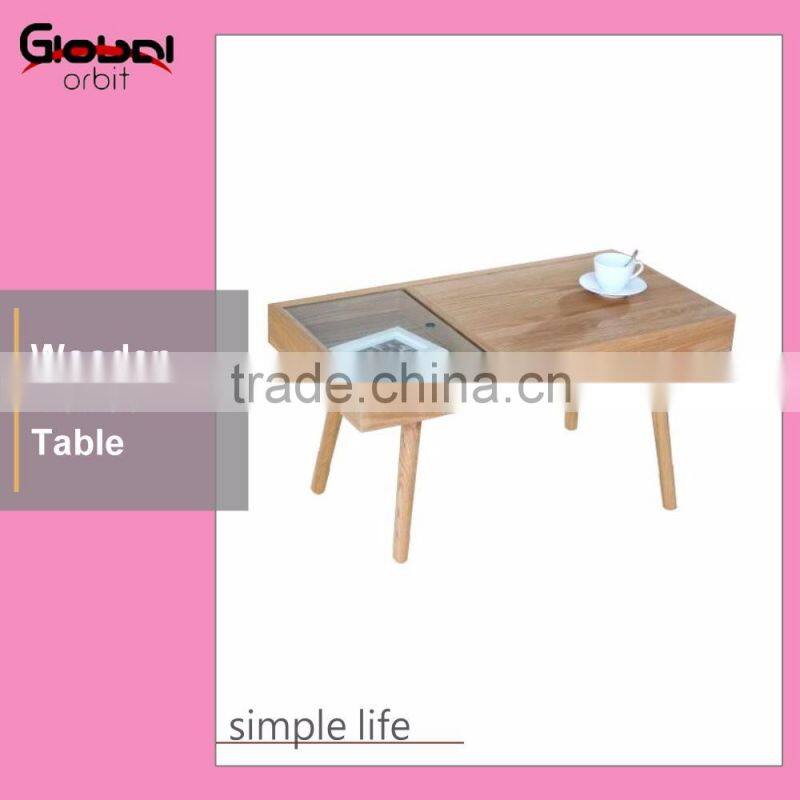 High Quality Living Room Furniture Side Modern Wooden Glass Coffee Table