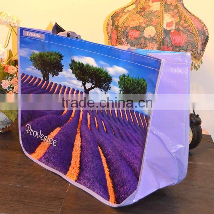 Lavender Picture Printing Fashion Durable PP Woven Bag with Round Corner