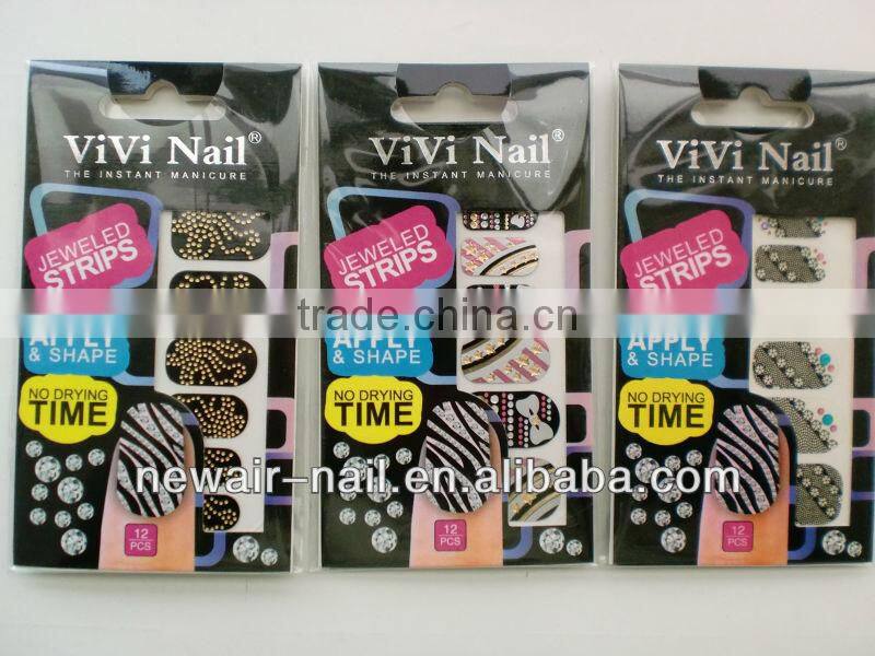 2014 wholesale fashion 3D Nail Art Stickers & Decals for jewel nail strip
