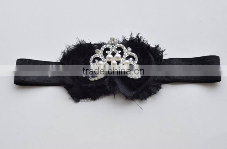 New Princess Elastic Crown flower Headband Pearls Tiara Baby Girl Headband