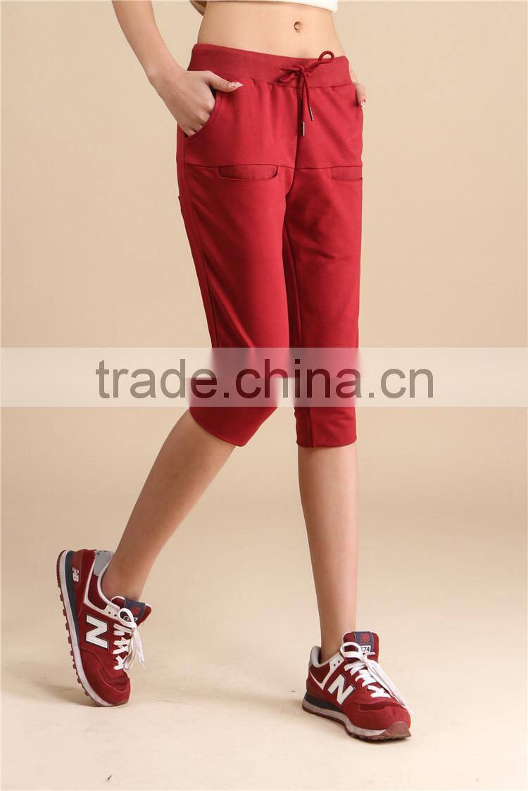 casual solid color mixing short sport pants