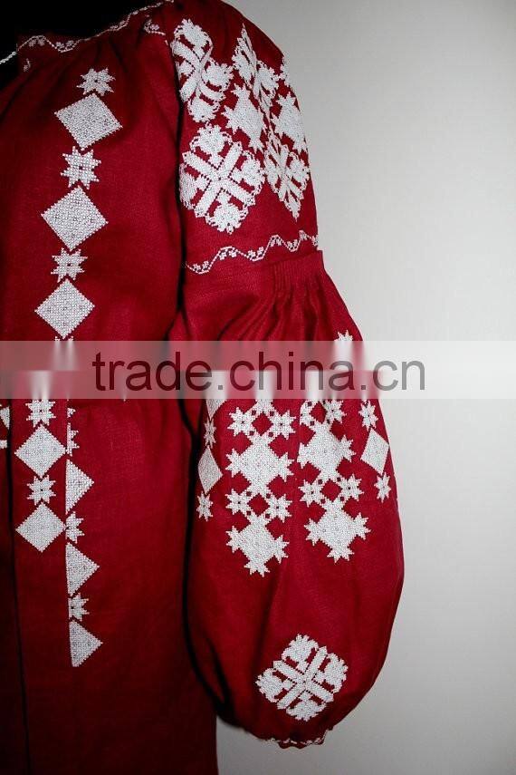 Boho Clothing Ukrainian Vyshyvanka Embroidery Designs Linen Dresses With Tassel Long Sleeve Maxi dresses HSD5766