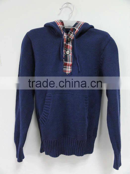100% cotton pullover children sweater with hood
