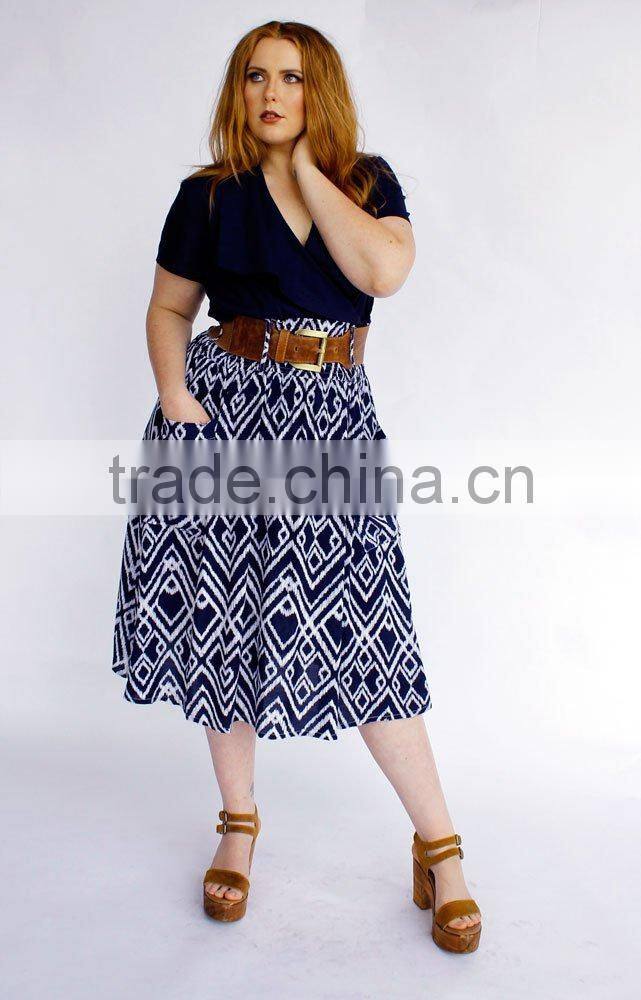 Plus Size Geometrical printed skirt