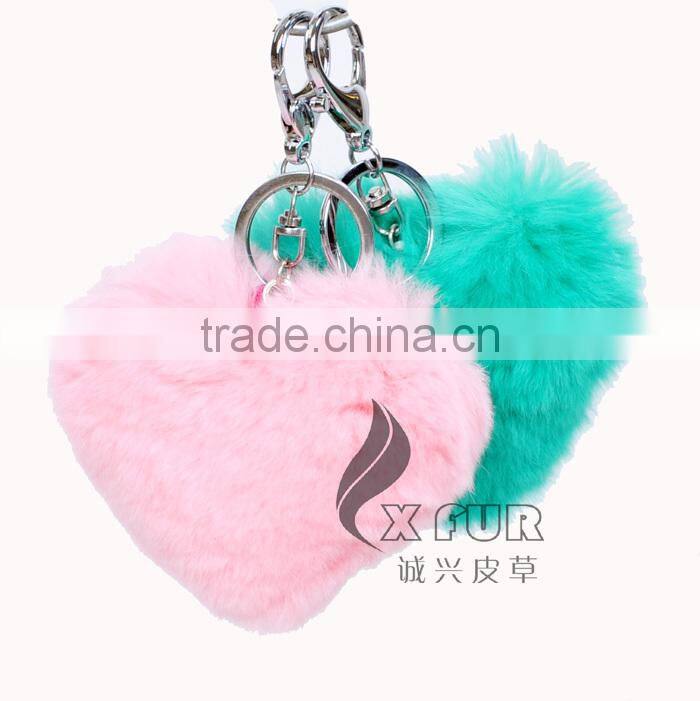 CX-R-46 Lovely Fashion Genuine Rex Rabbit Fur Keychain