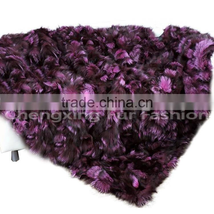 CX-D-82A Real Fur Silver Fox Real Fur Throw Blanket