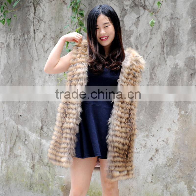 CX-G-B-100A New Fashion Hand Made Real Raccoon Fur Vest
