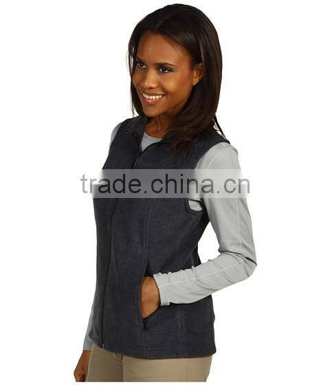 women sportwear comfortable spring vest sleeveless fleece sweatshirt with full zip