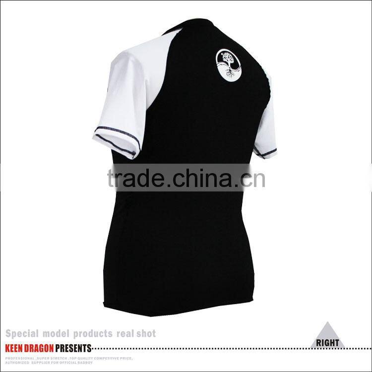 white custom lycra rash guards for running with private label logo print