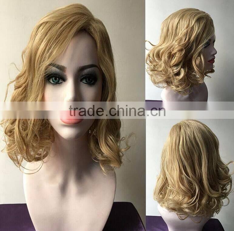 Wholesale Cheap Pice Party Wig Women Bob Blonde Wigs Natural Curly Wave Short Wig