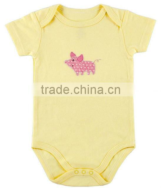 Unisex applique bee summer wear short sleeve wholesale pattern custom made infant cotton baby romper