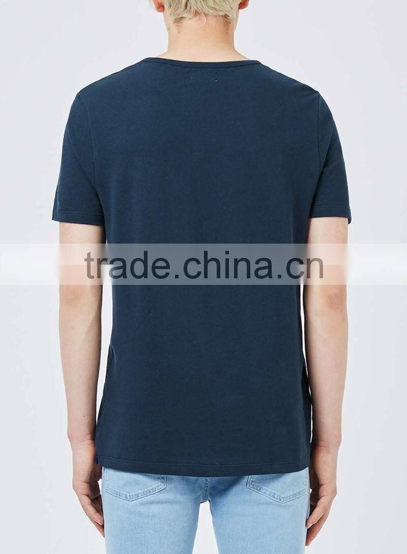 Navy blue blank mens t shirts soft breathable cotton t-shirt custom summer wear for wholesale