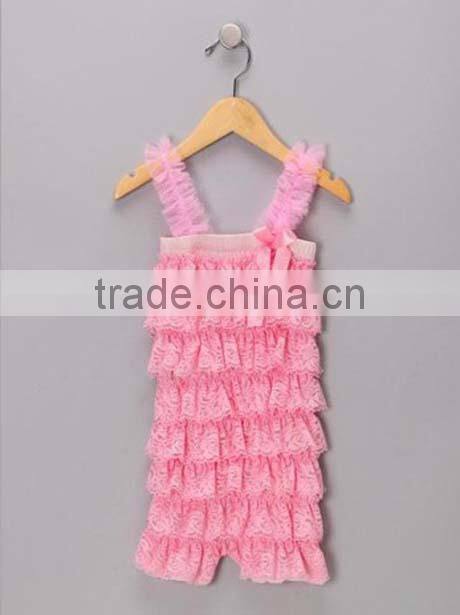 2015 Wholesale high quality!rainbow lace ruffle romper baby romper RO008