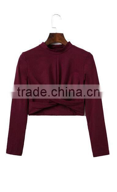 Runwaylover EY2229B ladies white long sleeve blank crop tops wholesale cheap