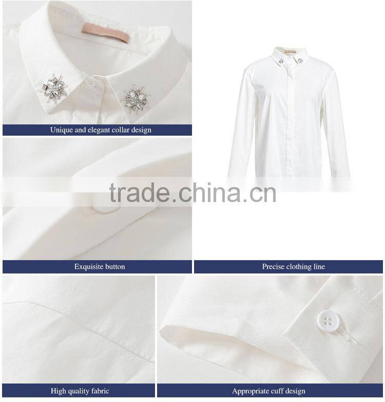 Factory Price For Embroidered Flower Of Ladies Casual Double Breasted Shirt