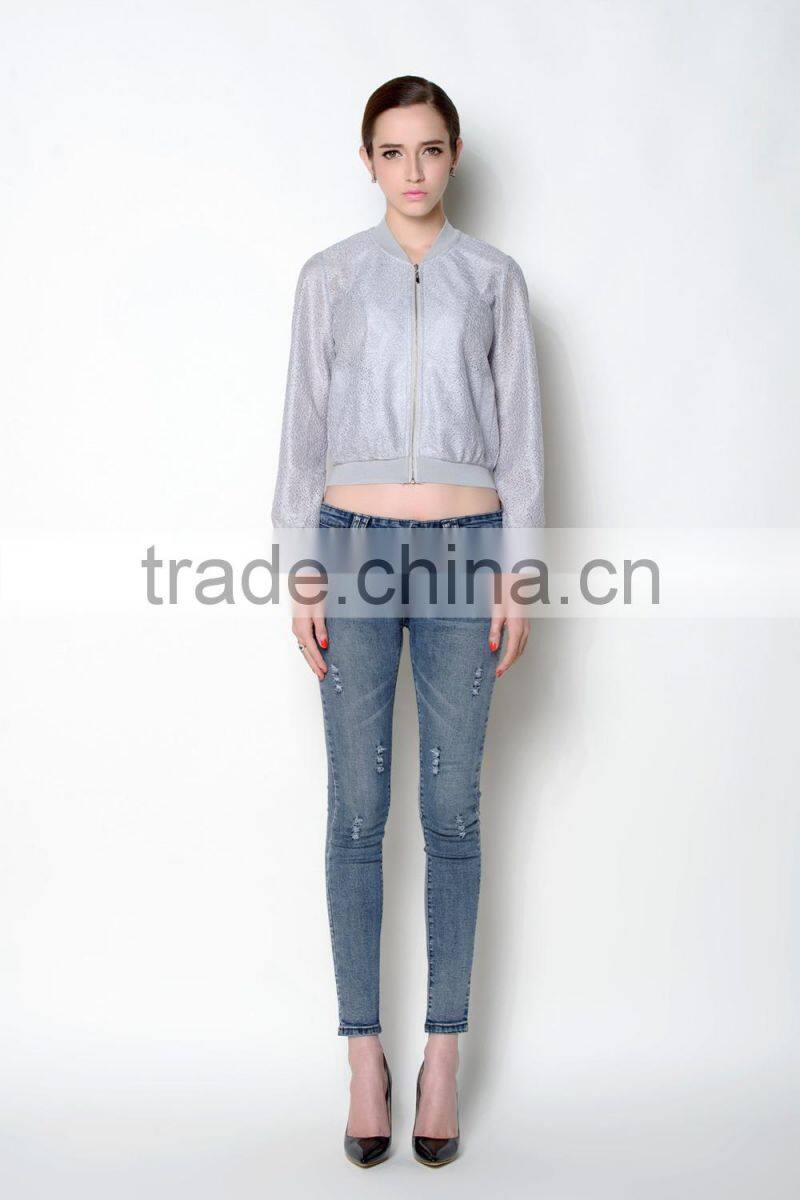 unique comfortable fabric used fashion casual crop style women coat model