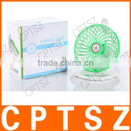 New Arrival Creative Mini USB Coffee Cup Fan Rotatable Hanging Portable Fan Strong Little Fan Drop