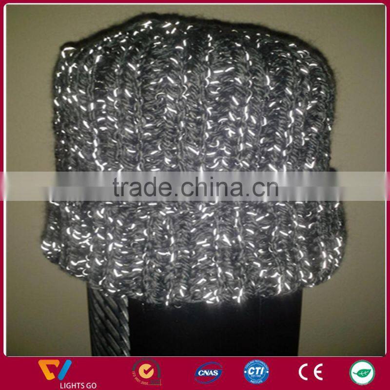 glow in the dark 3m reflective yarn on sewing cloth and hats