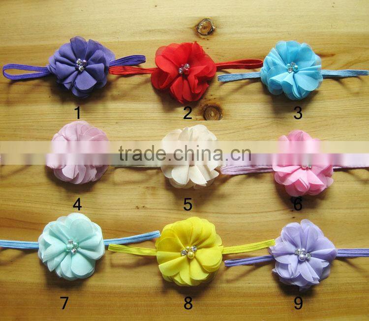 Trendy Girls Muti-colors cute cheap hair accessories for babies ribbon flower