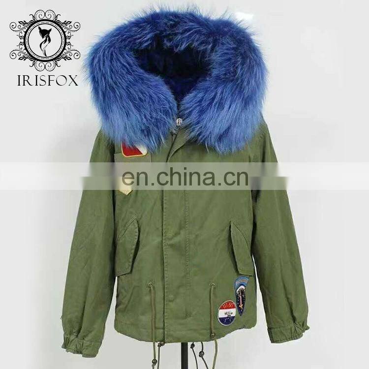 Irisfox 2016 winter warm raccoon fur hooded coat