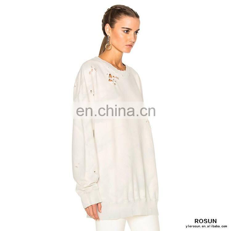 Pullover Crew Neck Destoryed Plus Oversized Knit Jumper