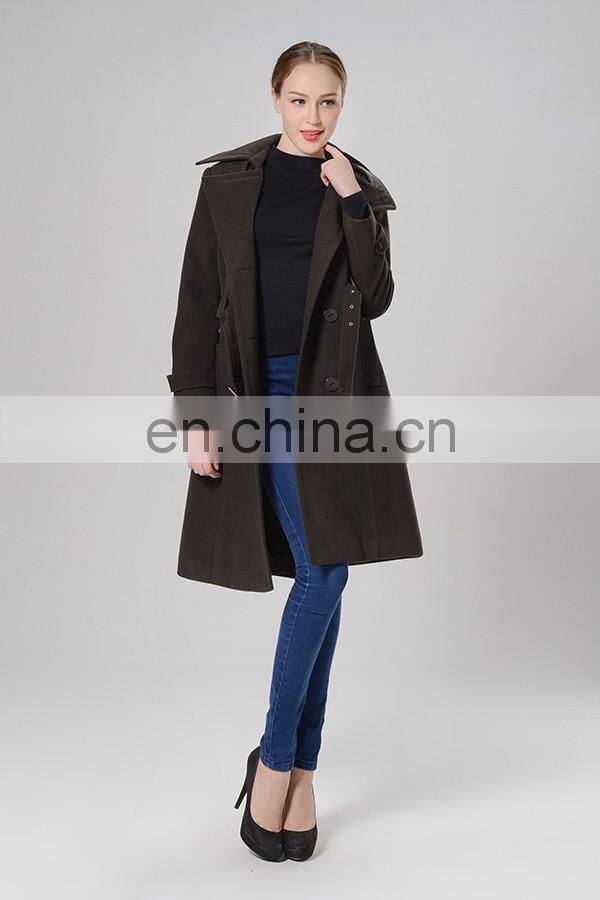 Plain Color Top End Women Stylish Winter Coats Ladies Long Coat Design