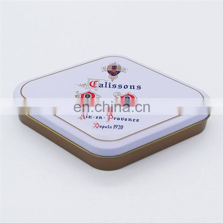 Diamond shape custom design metal tinned chocolate packaging box packaging