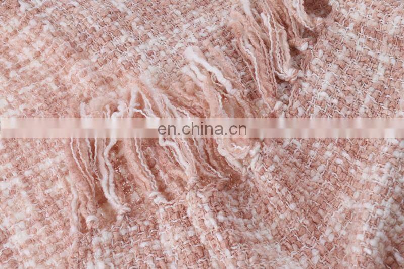 Wholesale High Quality Soft Pink Throw Blanket With Tassels For Home