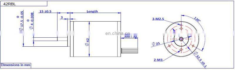 42RBL85 24v bldc motor, rated 150mNm 4000rpm 62w 3-hall included