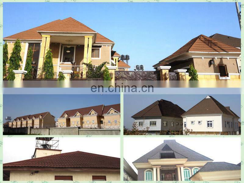 Aluminium zinc construction materials roof tile sand coated metal roofing shingles price in Ghana