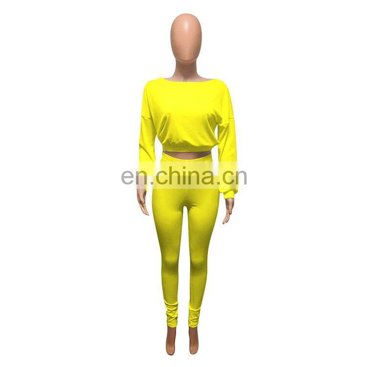 Customized Long Sleeve Clothes Ladies Fitness Sportswear Spring Autumn Winter Fashion Clothing Two Pieces 2 Piece Jogging Pants