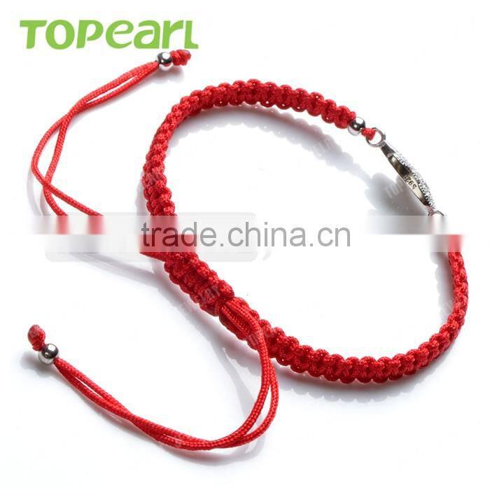 Topearl Jewelry Cubic Zirconia Women Jewelry Silver Hamas Hand-shaped Charm Hand-knitted Bracelet Wholesale 9SB18