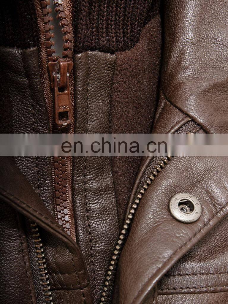 Winter brown leather jacket for men