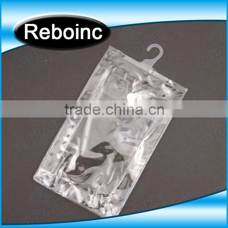 PVC packaging bags hanger hole/bottom opened PVC bags with colorful print