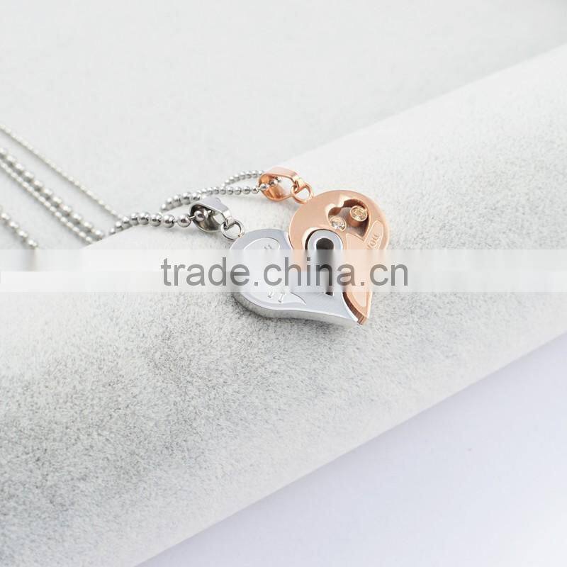 Fashion Jewelry 2016 316l Stainless Steel Jewelry Heart Pendant Necklace Necklaces For Couple
