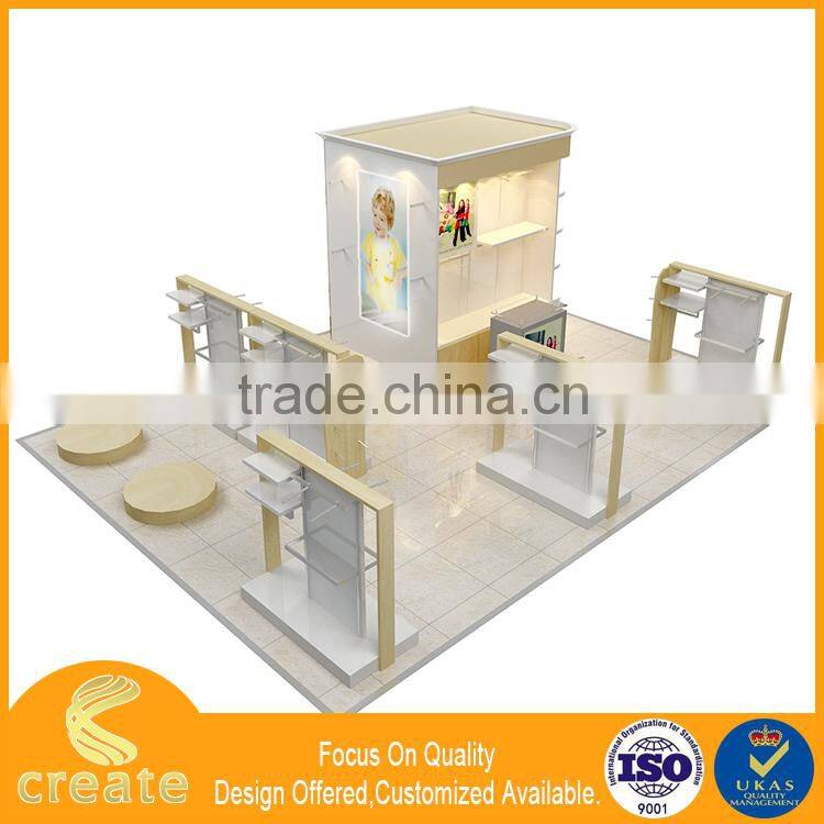 OEM/ODM making cabinet designs for children's clothes,shop furniture garment display for kids clothing