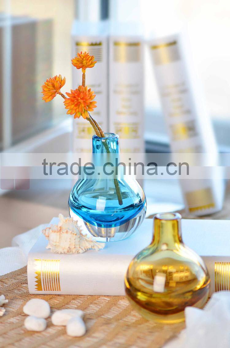 Casamotion Decorative Modern Mini Bud Blue Color Handmade Glass Vase Decoration