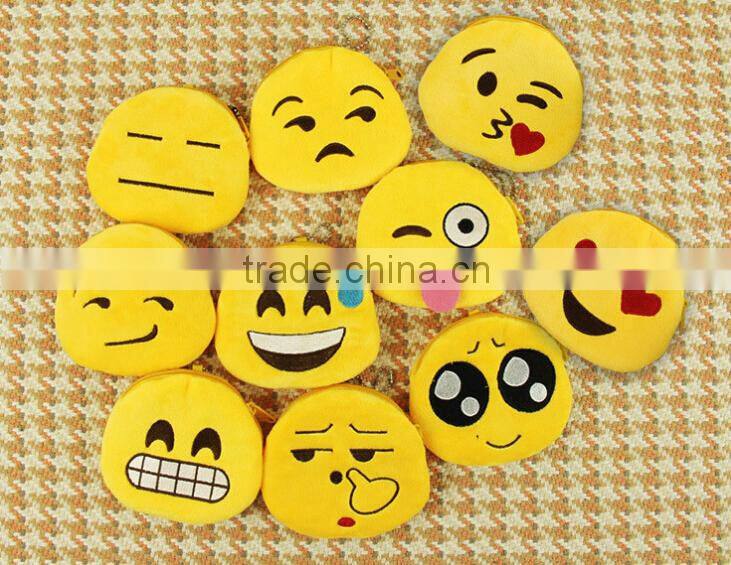 2015 hot sale emoji Coin Purse wallet emoji, hot sale 12 style emoji plush wallets