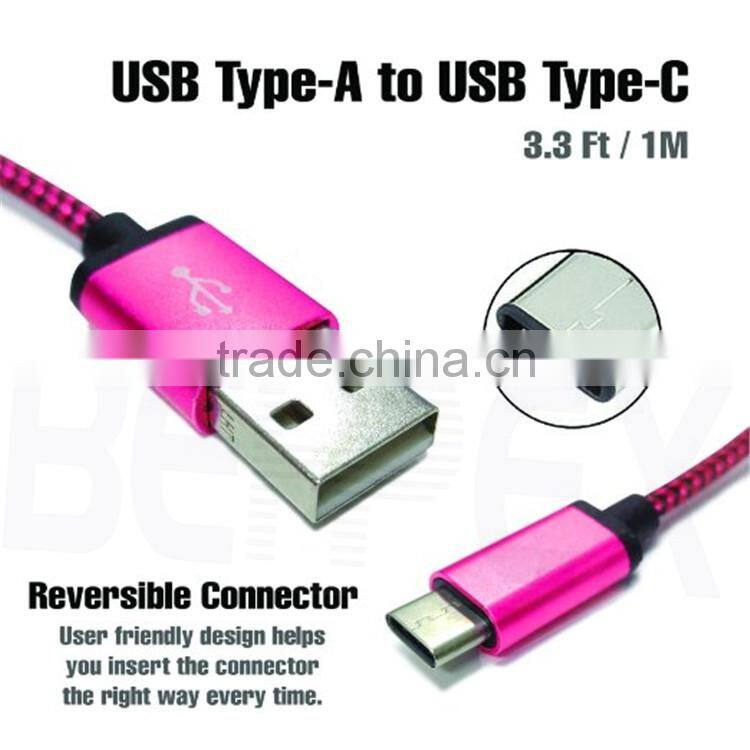 Nylon Colorful 2.0 C Type Connector USB Cable Pigtail