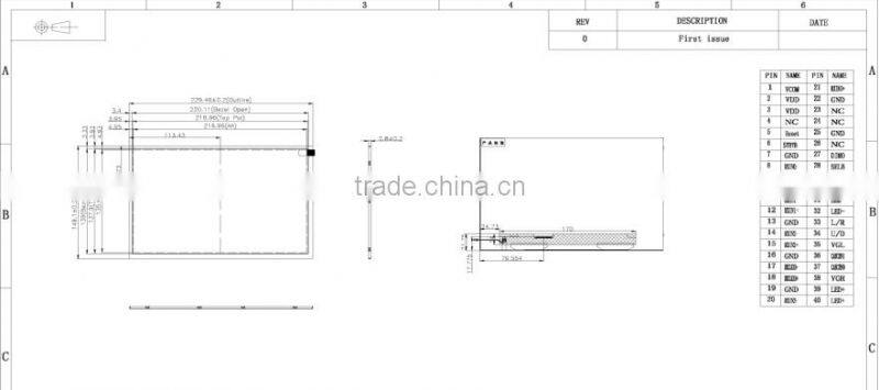 10.1 inch high resolution 1280*800 with LVDS interface tft lcd panel