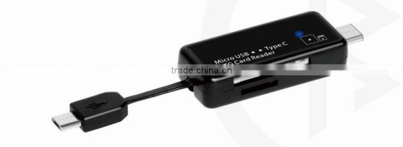 CE ROHS FCC Certified Mini Portable Micro USB & USB C Type Card Reader