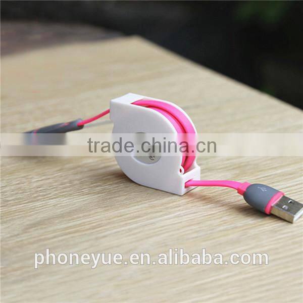 2016 latest products 2 in 1 retractable micro usb cable for charging