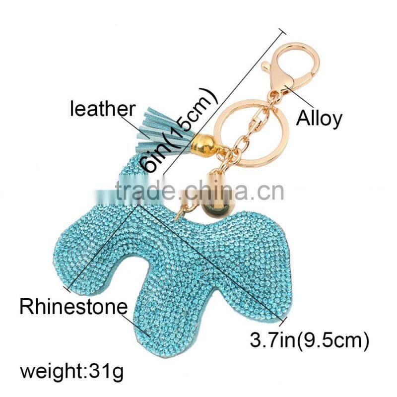 2016 Hot pink Dogs Pendant Keychain Bling Crystal Keychain Custom Wholesale 18k Gold Plated Lobster Clasp