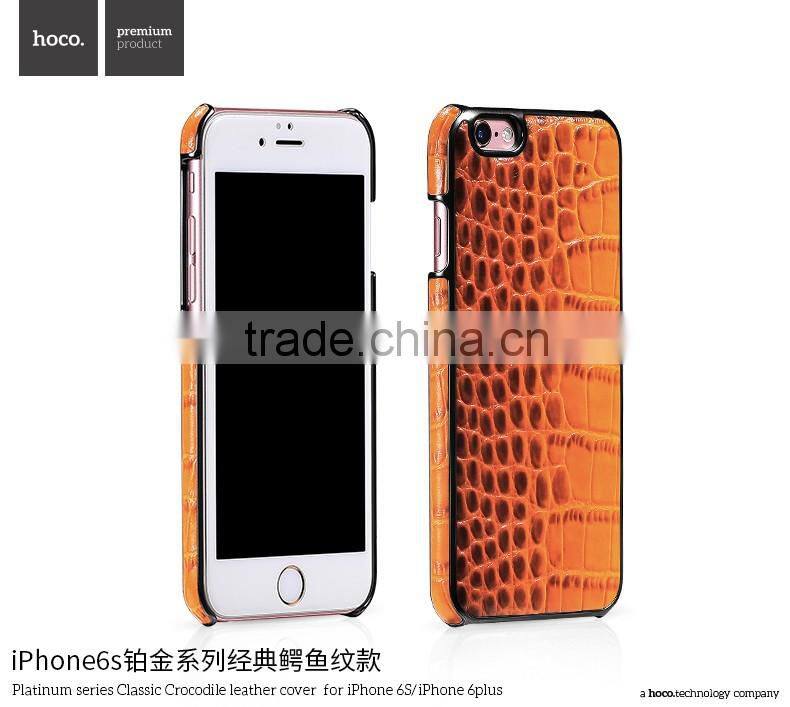 Classic Crocodile Leather Rubber Case for iPhone 6Plus HOCO Real Leather Cover Platinum Series Shell for iPhone 6s Plus MT-5810
