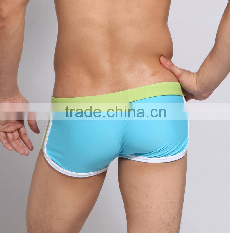 2015 Solid Men Knot Swimwear Plus size Swimwear Sexy Boxer Men Swimwear Short