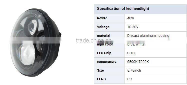 Super top rated 5.75'' 40w black housing led headlight for harley